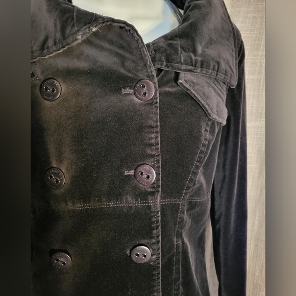 Women's CALVIN KLEIN JEANS Black Velour Lined Jacket Sz M y2k vintage - Picture 2 of 12